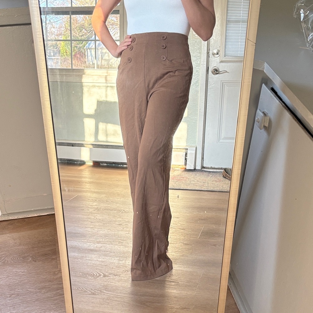 NWT Max Studio Wide Leg Sailor Trousers in Rust Brown